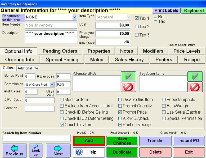 Add Inventory